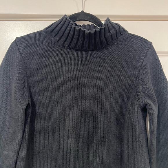 J Crew‎ Women's 100% Cotton Chunky Turtleneck Sweater in Black Size XS - Picture 3 of 9